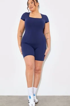 Contour Built-In Bra Short Sleeve Short Leg Square Neck Unitard