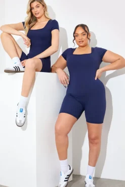 Contour Built-In Bra Short Sleeve Short Leg Square Neck Unitard