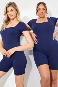 Contour Built-In Bra Short Sleeve Short Leg Square Neck Unitard