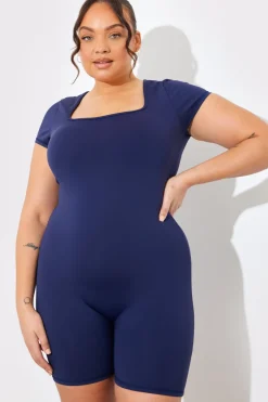 Contour Built-In Bra Short Sleeve Short Leg Square Neck Unitard