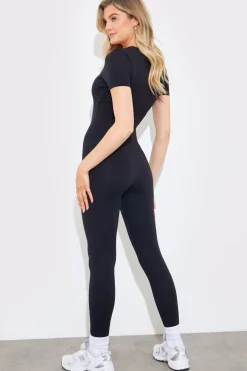 Contour Built-in Bra Short Sleeve Scoop Neck Unitard