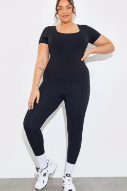 Contour Built-in Bra Short Sleeve Scoop Neck Unitard