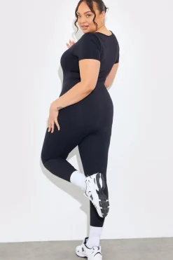 Contour Built-in Bra Short Sleeve Scoop Neck Unitard