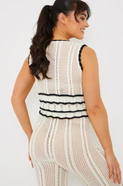 Contrast Binding Crochet Co-ord Top