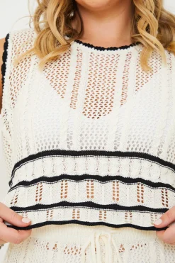 Contrast Binding Crochet Co-ord Top
