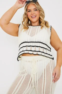 Contrast Binding Crochet Co-ord Top