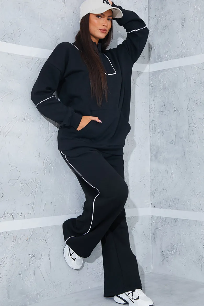 Contrast Binding Zip Longline Sweat