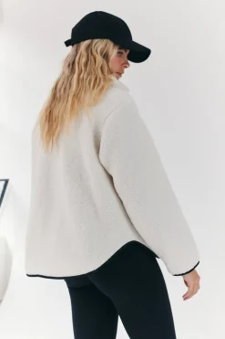 Contrast Piping Borg Lined Half Zip Up Fleece