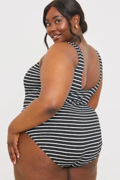Control Crinkle Stripe Ring Detail Swimsuit