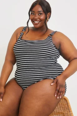 Control Crinkle Stripe Ring Detail Swimsuit