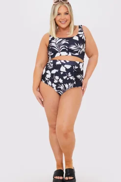 Control Floral Print Ruched High Waisted Bottoms