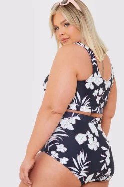 Control Floral Print Ruched High Waisted Bottoms