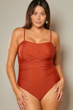 Control Ruched Crossover Detail Swimsuit