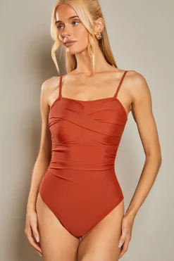 Control Ruched Crossover Detail Swimsuit