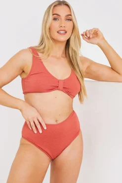 Control Textured High Waist Bikini Bottoms