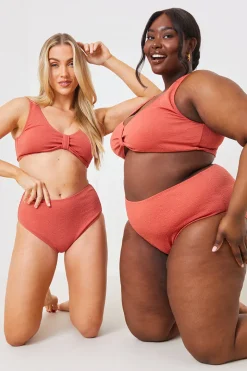 Control Textured High Waist Bikini Bottoms