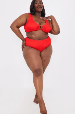 Control Textured High Waist Bikini Bottoms