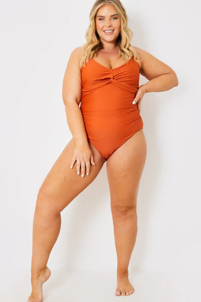 Control Twist Front Gold Bar Swimsuit