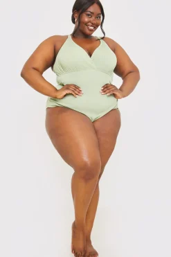 Control V-Neck Side Ruched Detail Swimsuit
