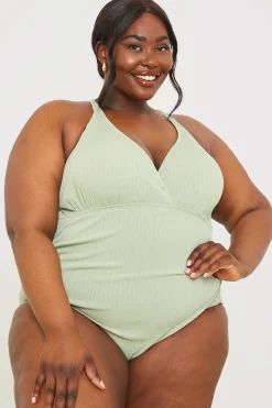 Control V-Neck Side Ruched Detail Swimsuit