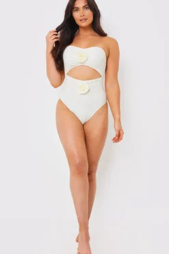Corsage Detail Bandeau Swimsuit