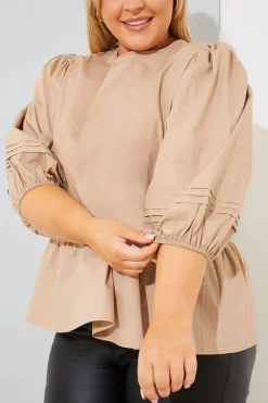 Cotton Puff Sleeve Tie Back Blouse