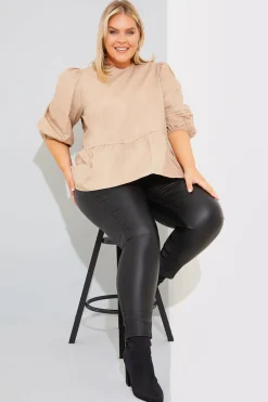 Cotton Puff Sleeve Tie Back Blouse