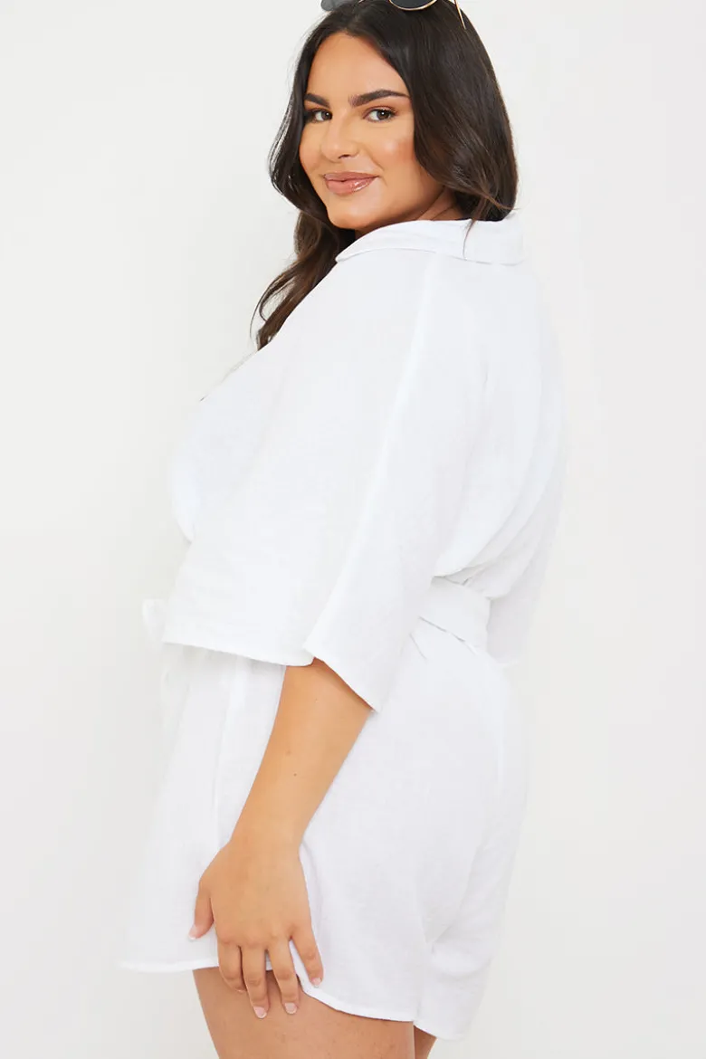 Cotton Relaxed Batwing Belted Playsuit