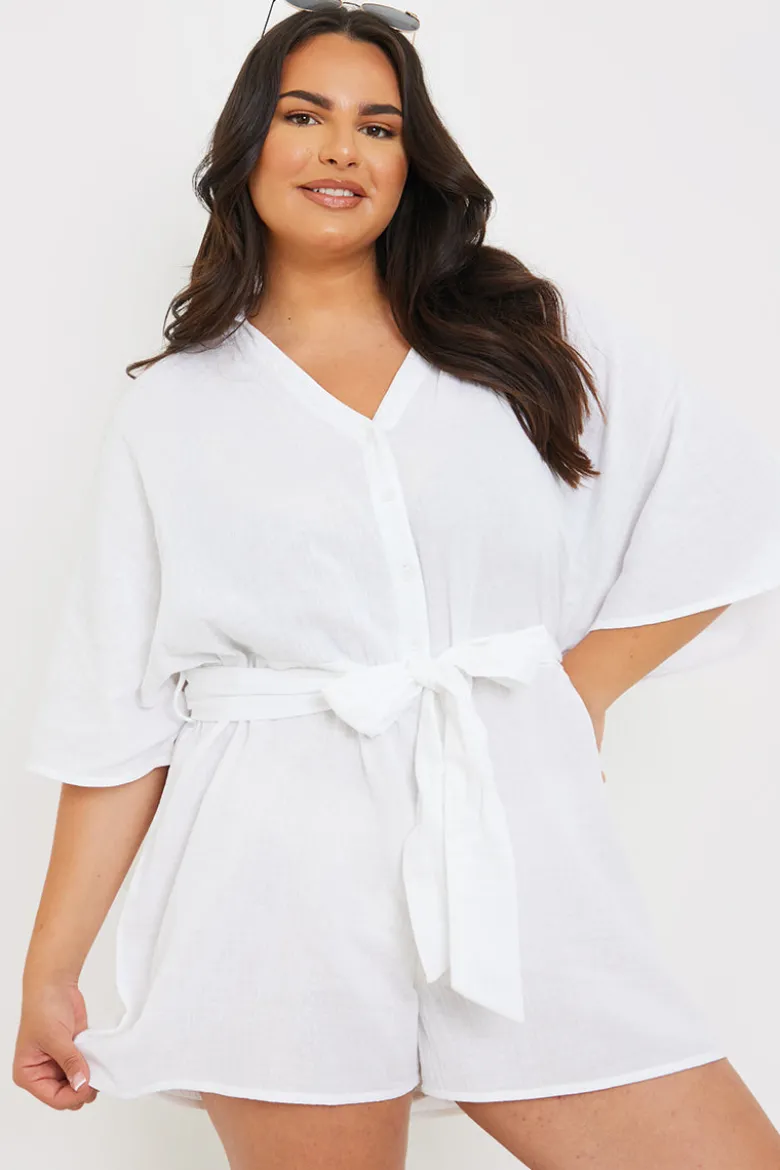 Cotton Relaxed Batwing Belted Playsuit