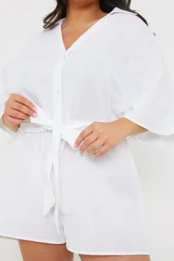 Cotton Relaxed Batwing Belted Playsuit