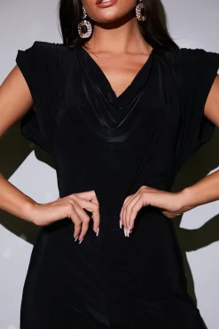 Cowl Neck Double Slinky Jumpsuit