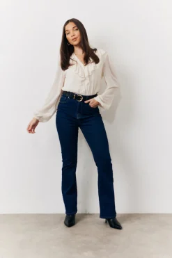 Cream Button Front Frill Bodysuit