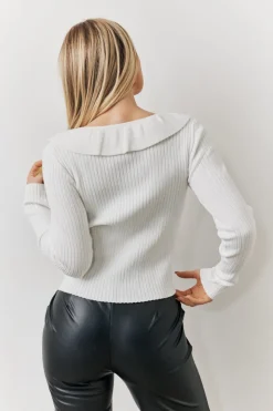 Cream Frill Detail Knitted Top