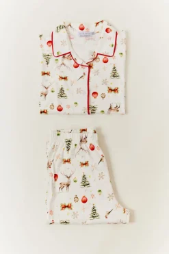 Cream Kids Christmas Matching Family Pj Set