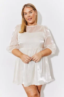 Cream Organza Babydoll Mini Dress
