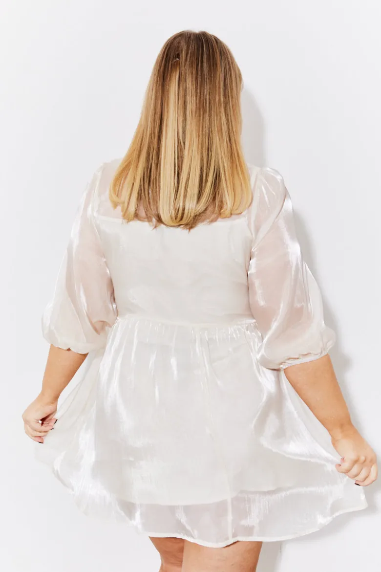 Cream Organza Babydoll Mini Dress