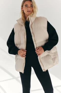 Cream Oversized Puffer Gilet