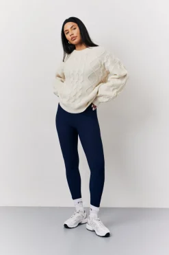 Cream 90's Varsity Cable Knitted Sweater