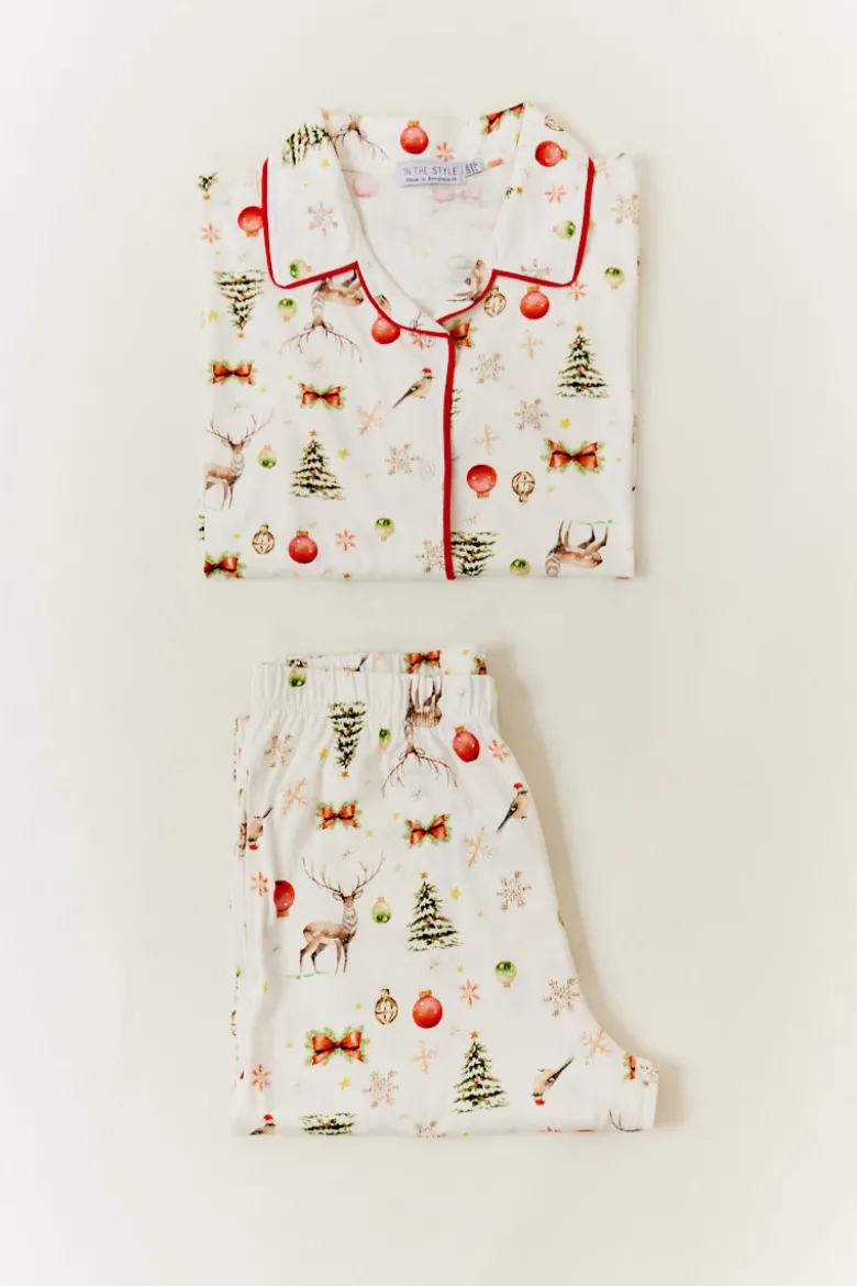 Cream Womens Christmas Matching Family Pj Set