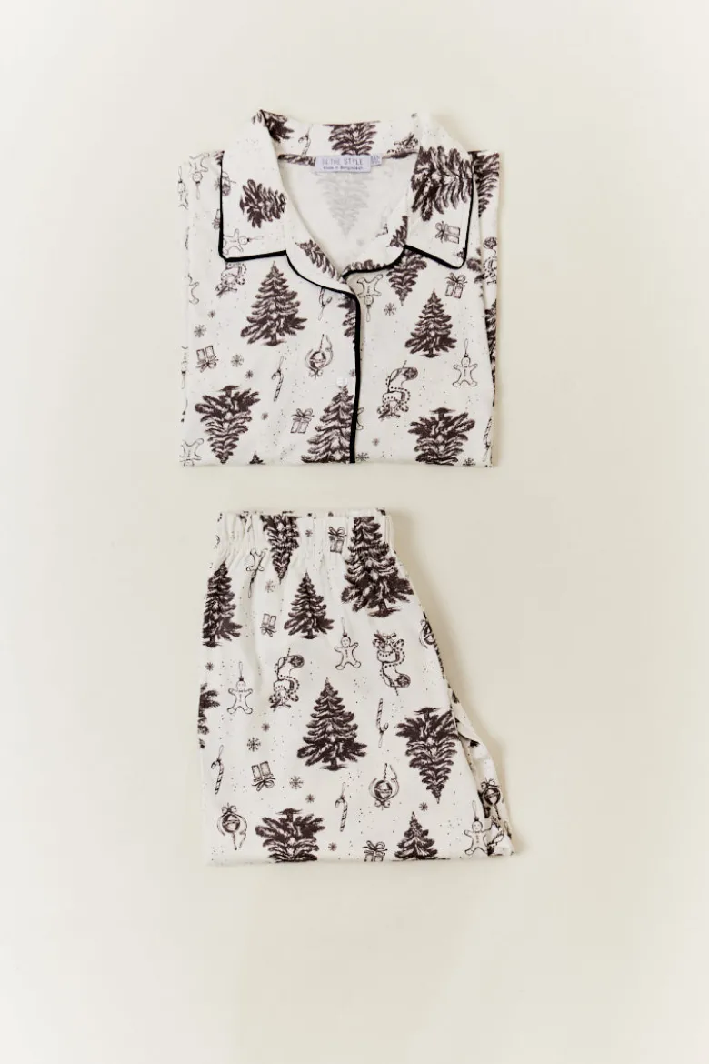 Cream Womens Christmas Tree Matching Family Pj Set