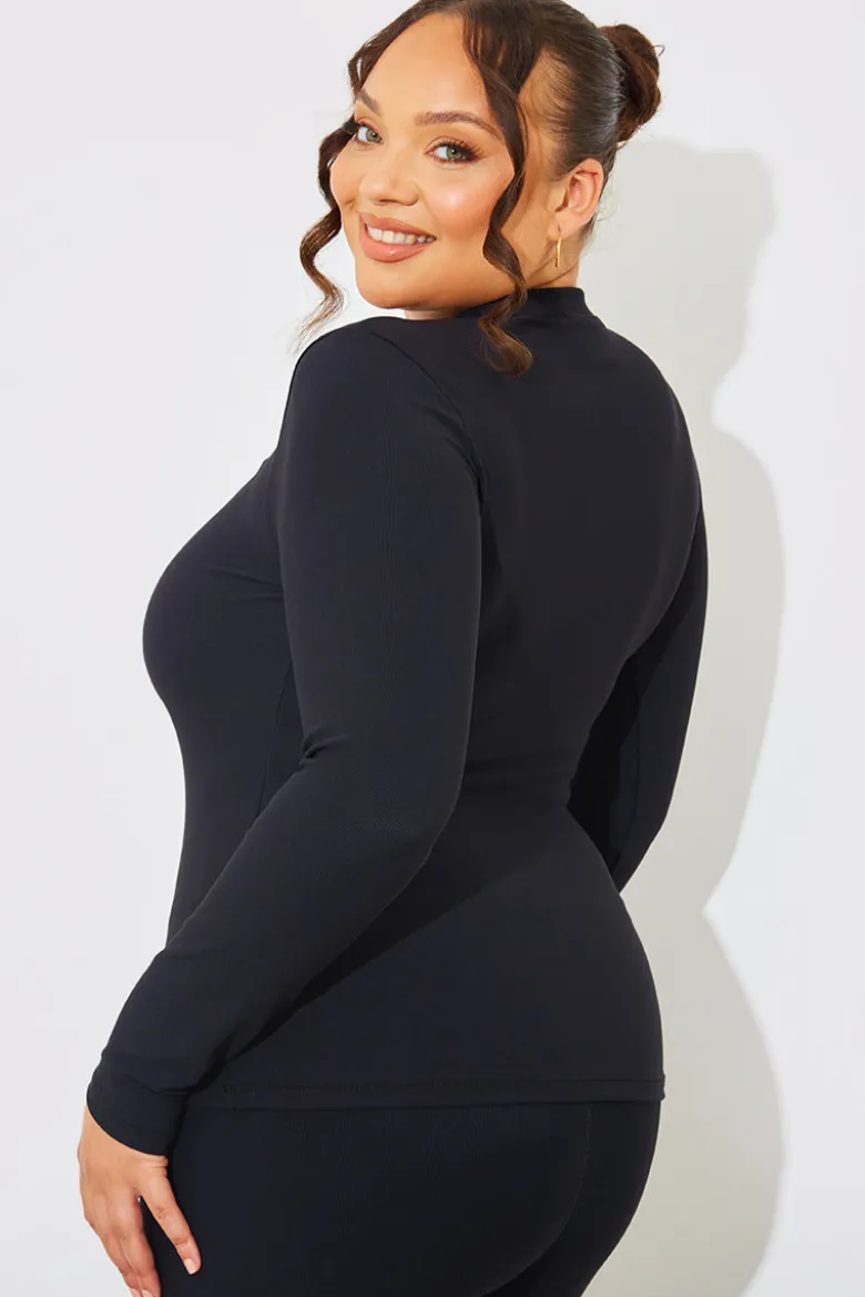 Crew Neck Long Sleeve Rib Top
