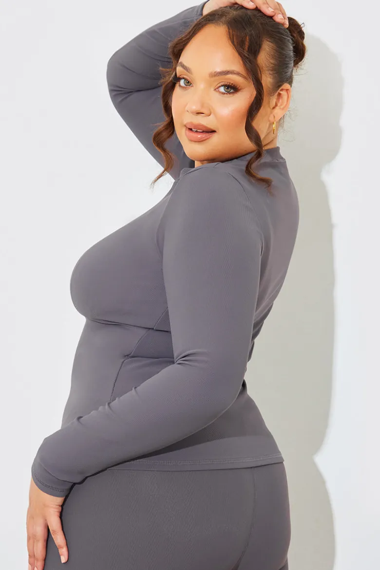 Crew Neck Long Sleeve Rib Top