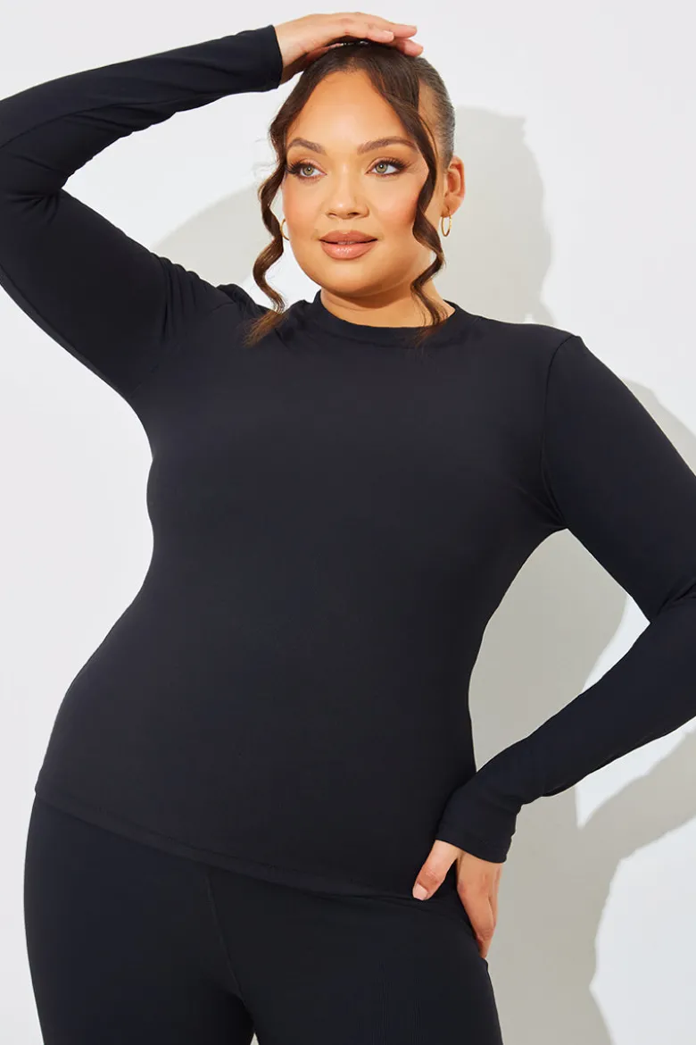 Crew Neck Long Sleeve Rib Top