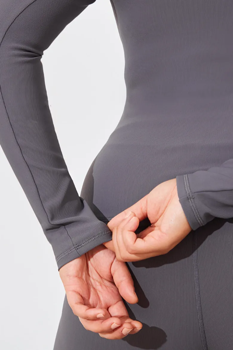 Crew Neck Long Sleeve Rib Top