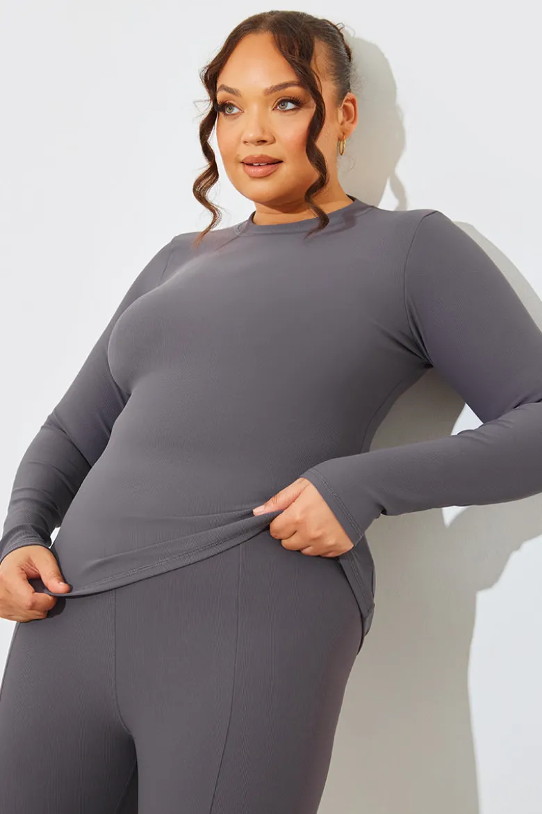 Crew Neck Long Sleeve Rib Top
