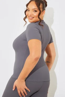 Crew Neck Short Sleeve Rib Top