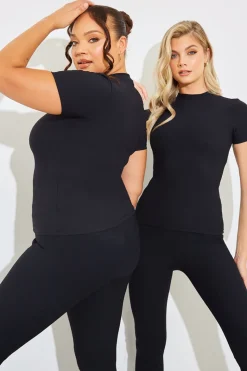 Crew Neck Short Sleeve Rib Top