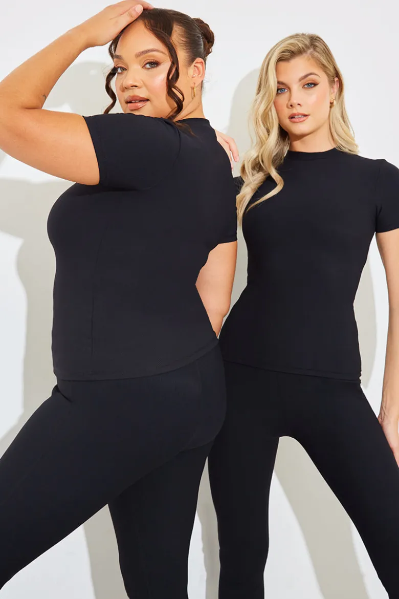 Crew Neck Short Sleeve Rib Top