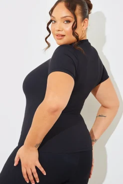 Crew Neck Short Sleeve Rib Top