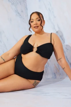 Crinkle High Leg Bikini Bottoms